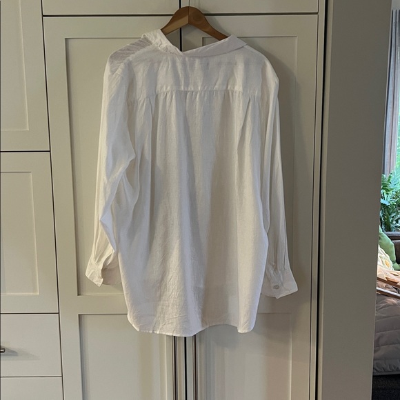 Nautica White Long Sleeve Linen Blend Shirt - Picture 8 of 9